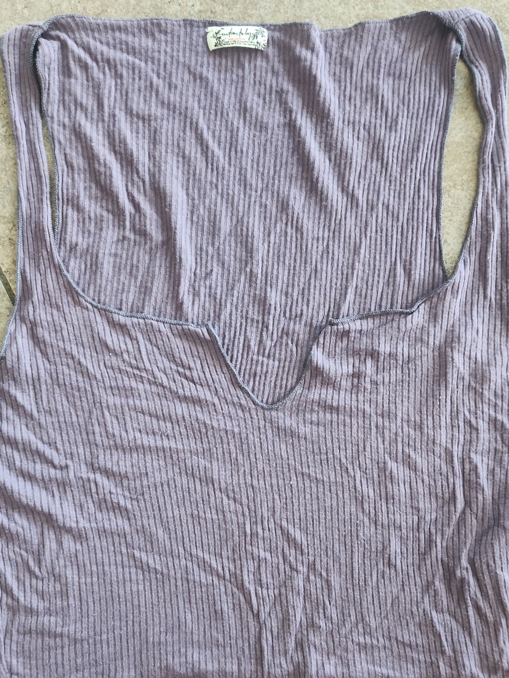 Free People Lavender Ribbed V-Notch Crop Tank - Picture 2 of 7